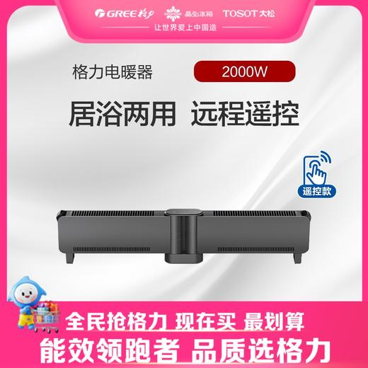 格力·电暖器 1.2m折叠式踢脚线 取暖器 遥控式 NJE-X6020B(灰+黑）参考适用面积16-20㎡ 商品图0