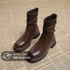 【百丽同款马丁靴 限时99抢！】25年新款秋冬马丁靴 圆头复古袜靴棕色黑色 厚底粗跟瘦瘦靴 商品缩略图0