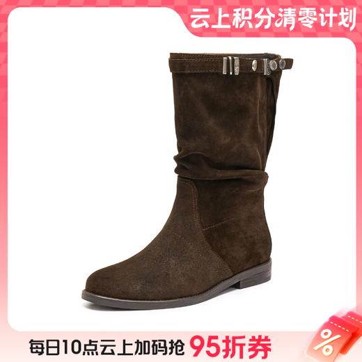 【云粉节】【思加图】BF楼思加图2025新款原野牧歌复古西部牛仔靴棕色堆堆靴女靴子EIL03吊牌价2290 商品图0