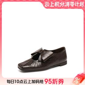 【云粉节】【思加图】BF楼思加图2025新款东京画家复古法式芭蕾舞鞋平底鞋女小皮鞋EGT03吊牌价1490，现价1098