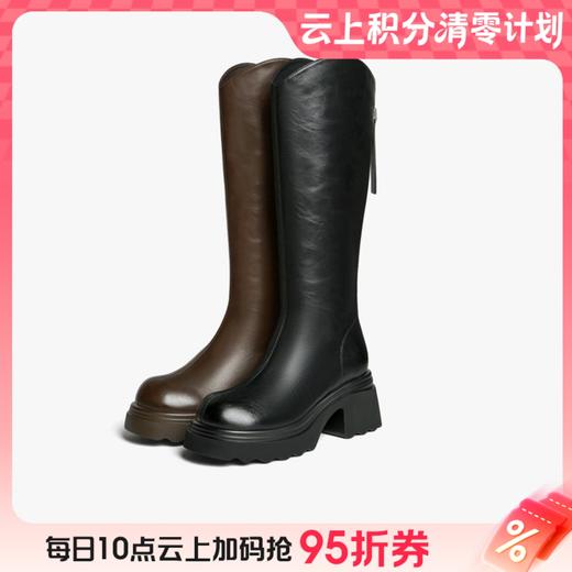 【云粉节】BF楼百思图2025冬季新款骑士靴时尚潮流粗跟女长靴F2181DG5吊牌价899.现价399 商品图0
