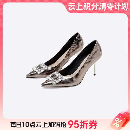 【云粉节】BF楼westory25新款时尚高级尖头方钻高跟鞋 商品图0