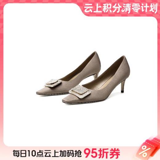【云粉节】BF楼westory25年春季小方头中跟闪钻方扣通勤宴会浅口单鞋 商品图0