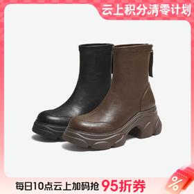 【云粉节】BF楼TATA他她喵爪靴子女秋冬款高跟时装靴休闲马丁靴厚底短靴CEG07DZ5吊牌价999