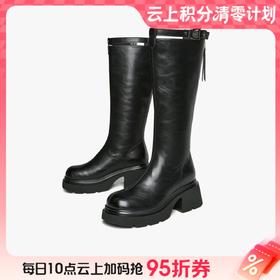 【云粉节】 BF楼百思图2025冬季新款高跟骑士靴圆头粗跟厚底女长靴F1711DG5吊牌价899.现价399