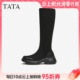 【云粉节】BF楼TATA他她长靴厚底长筒靴子时装弹力瘦瘦靴显瘦高筒骑士靴7PJ80DG5吊牌价1099