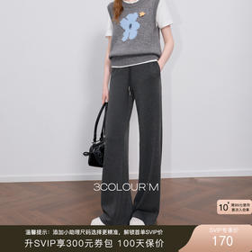 【加厚】三彩2025冬季新款高腰休闲裤垂感糯米绒直筒裤加绒保暖长裤M