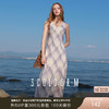 三彩2025秋季新款法式浪漫格纹连衣裙高腰无袖A字大摆长裙复古M 商品缩略图0