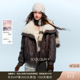 三彩独醒2025冬季新款毛领PU仿皮羽绒服宽松90白鸭绒保暖外套F