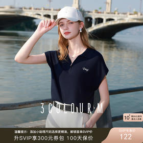 三彩2025秋季新款刺绣针织衫POLO领拉链毛衫短袖休闲M