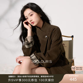 三彩2025冬季新款毛呢外套复古中长棉大衣宽松立领A型保暖夹棉S