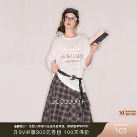 【莱赛尔】三彩独醒2025秋季新款字母印花宽松T恤上衣长袖休闲F