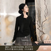 三彩【素影留白】2025秋季新款斜领镂空T恤修身长袖上衣套头C 商品缩略图0