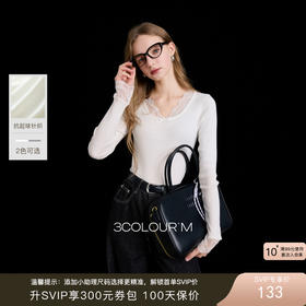 【社群秒杀】【抗起球】三彩2025冬季新款修身针织衫蕾丝V领打底衫长袖M