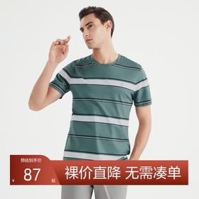 【丝光】柒牌短袖t恤男夏季新款时尚休闲条纹圆领男士体恤衫	122T71530