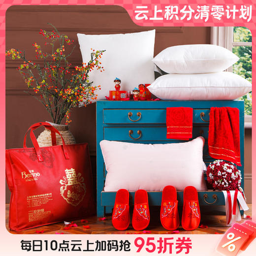 10楼宝缦 婚庆大礼包B套餐 枕芯48*74cm*2 靠垫65*85cm*2 吊牌价830元 活动价399/套 商品图0