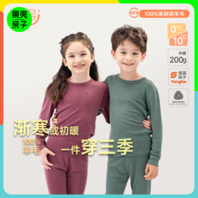 任2件6折清仓【90-156码】橙号100%美丽诺羊毛儿童标准款秋衣秋裤 克重200g/㎡