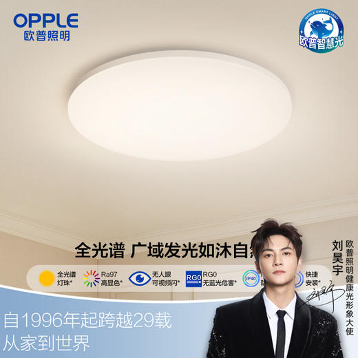 欧普（OPPLE）儿童房护眼灯光谱吸顶灯冰玉书房灯卧室灯简约现代灯具 商品图0