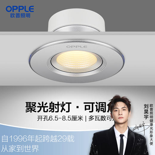 欧普（OPPLE）led射灯天花灯牛眼灯嵌入式服装店走廊玄关过道筒灯现代单灯铂钻 商品图0