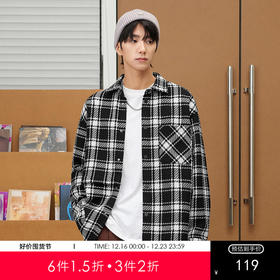 gxg.jeans男装冬季夹克 黑白格纹设计翻领夹克JEX12101894