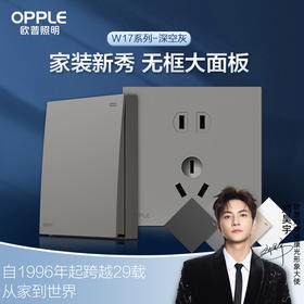 欧普（OPPLE）无边框开关插座W17悦歆星空灰面板墙壁暗装一开5五孔多孔86型USB大面板