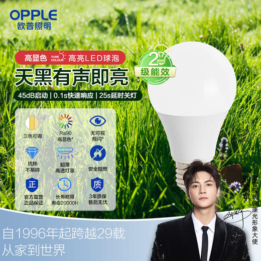 欧普（OPPLE）声控智能感应LED灯泡E27大螺口高显色球泡楼梯过道走廊光源 商品图0