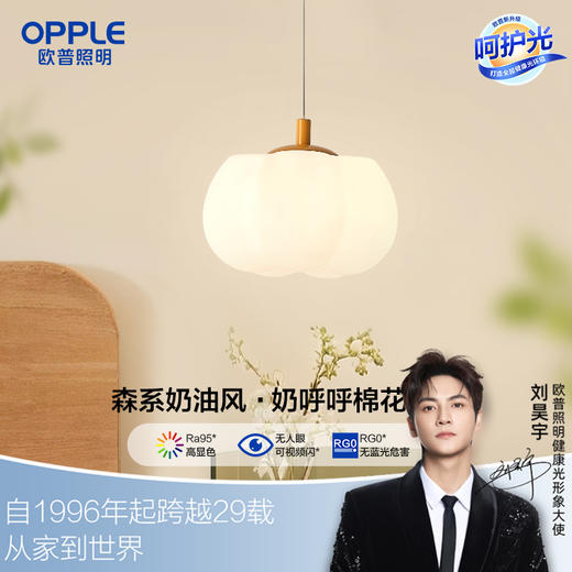 欧普（OPPLE）奶油泡床头吊灯奶油风单头吊线灯 商品图0
