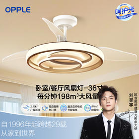 欧普（OPPLE）旋风餐厅风扇灯现代简约线条卧室隐形吊扇灯