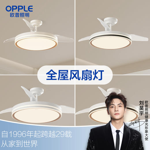 欧普（OPPLE）风扇灯全光谱隐形扇风扇吊灯客厅餐厅卧室家用简约现代电扇品风 商品图0