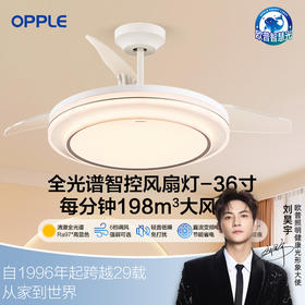 欧普（OPPLE）潇风餐厅风扇灯全光谱奶油风全面出光卧室隐形吊扇灯