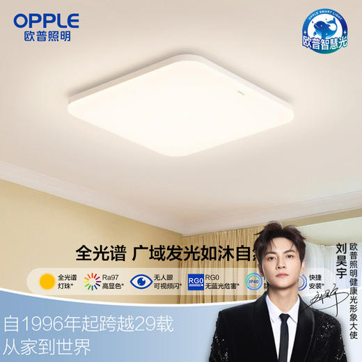 欧普（OPPLE）儿童房护眼灯光谱吸顶灯书房灯冰玉卧室灯简约现代灯具 商品图0