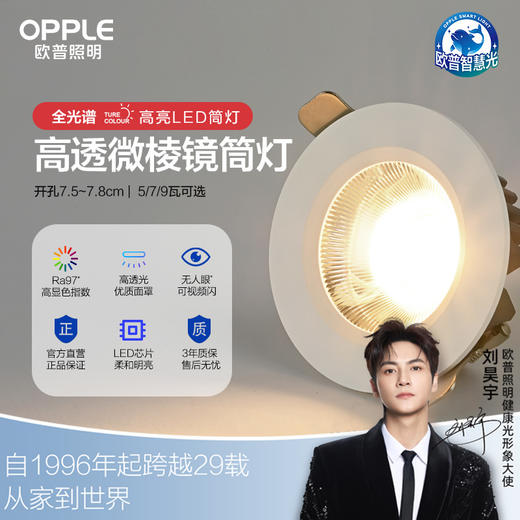 欧普（OPPLE）筒灯嵌入式天花灯客厅家用卧室防眩光射灯led全光谱智慧光佳II 商品图0