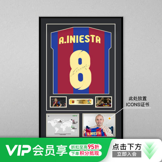 伊涅斯塔亲签复古巴萨主场签名球衣（含ICONS证书）预售 商品图0