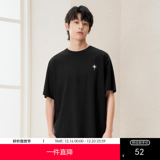 gxg.jeans男装2024年夏季热卖黑色哥特风印花设计圆领短袖T恤J24D442040 商品图0