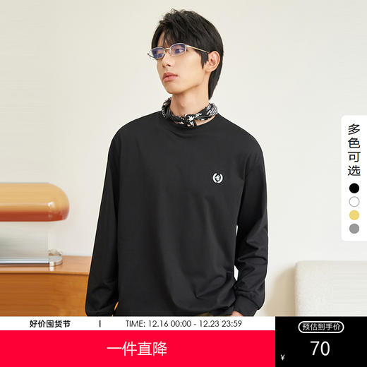 gxgjeans男装多色打底衫刺绣圆领套头长袖T恤男2024年秋季热卖JFD13400061 商品图0