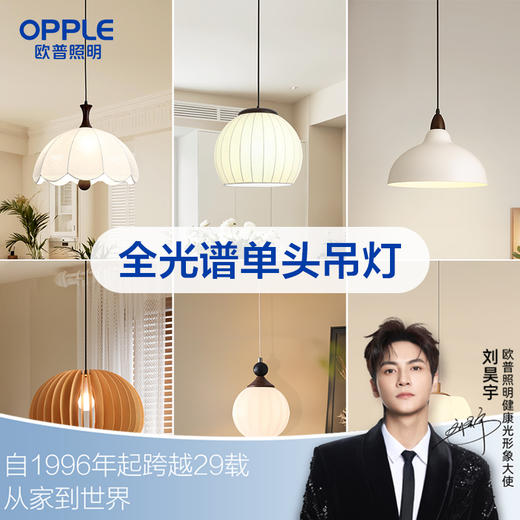 爆款🔥欧普（OPPLE）床头吊灯复古奶油风单头吊线灯 商品图0