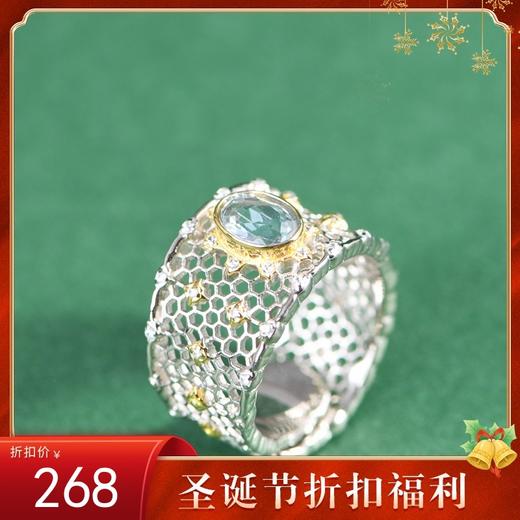 【蜂生财起】S925银风蜂巢镀金镶托帕石戒指【SCH-TRS23129】 商品图0