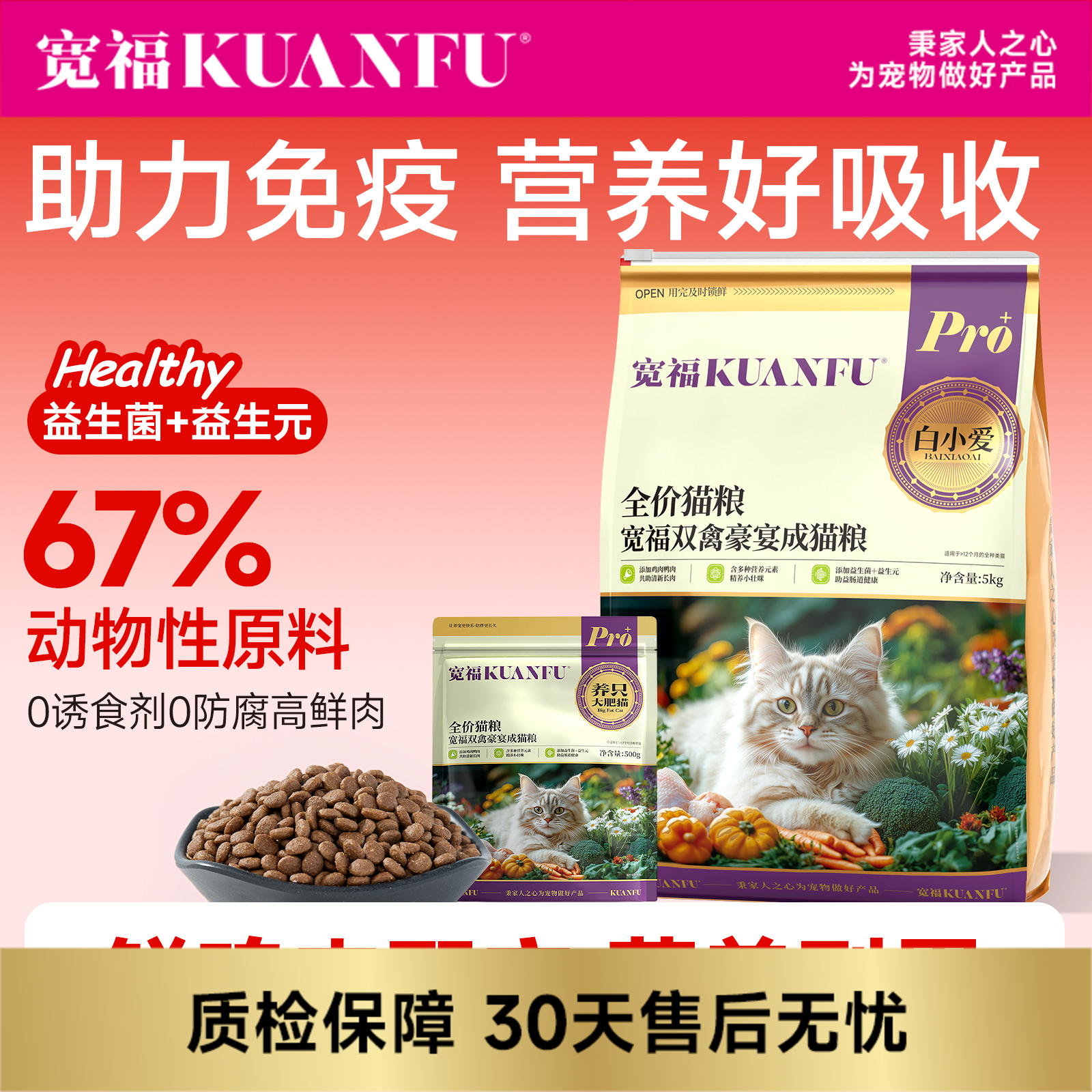 【多肉成猫粮】 宽福 双禽豪宴成猫粮 多肉酶解工艺助力吸收 添加膳食纤维牛磺酸鱼油