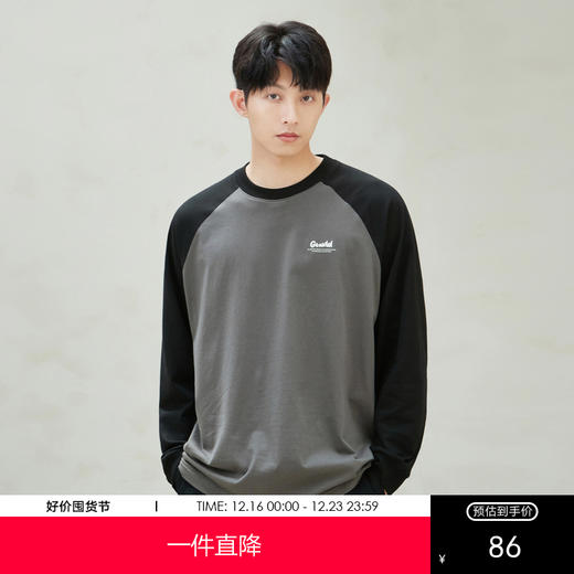 gxg.jeans男装秋季圆领插肩袖设计拼色长袖T恤JFD13400111 商品图0