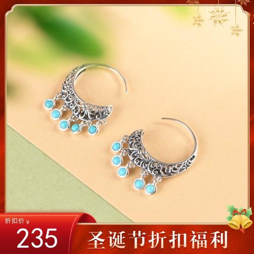 【梦羽影忆】S925银复古唐草松石潮人耳坠【SCH-SY33767】 商品图0