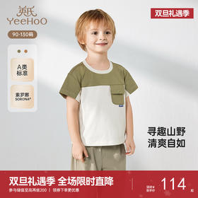 英氏儿童T恤上衣夏季短袖透气男童休闲T恤套头衫百搭2025新款T恤