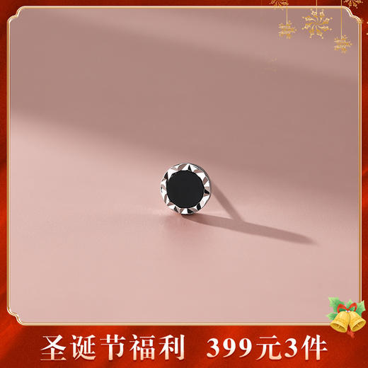 【意浓】925银切割闪亮黑玛瑙镶嵌耳钉【YXS-F3465】 商品图0