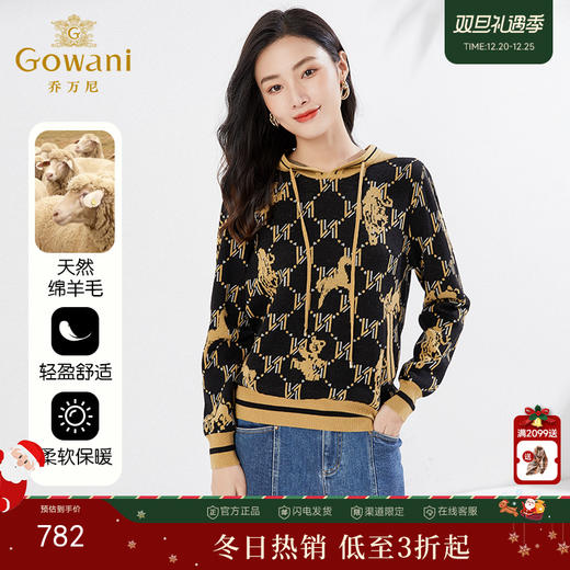 乔万尼新品羊毛衫连帽设计轻减龄百搭EI4M625 商品图0