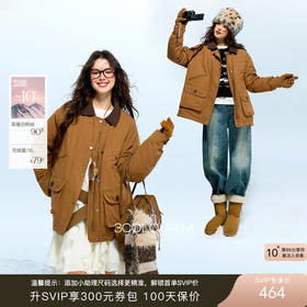 三彩2025冬季新款工装羽绒服翻领90白鸭绒外套巴恩风M