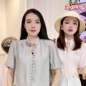 【破价】N°28“玫瑰花衬衫” 优雅高级正肩上衣纯棉衬衫8A21S509