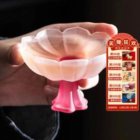 四色【敦煌·琉璃饮莲花杯】创意粉彩四色高足杯 磨砂玻璃茶杯 氛围感轻奢高颜值