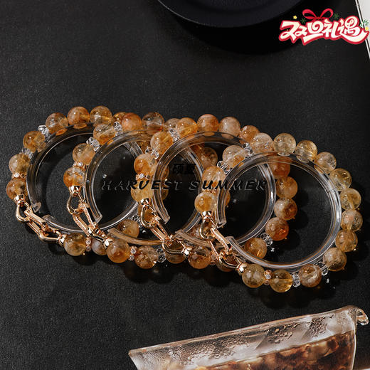 硕夏珠宝 天然水晶黄塔晶时尚轻奢设计款清透橘黄贵气珠串手链 WW87 商品图0