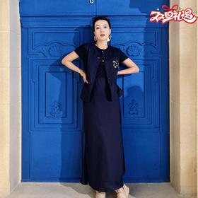 【破价】N°28 '有钱花'2025夏季新款胸口刺绣舒适显瘦长裙套装885242Z526