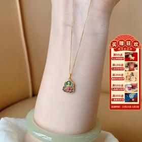 【敦煌佛手莲花项链】敦煌古法沙金复古项链 小众设计 绿度母吊坠如来佛手莲花锁骨链