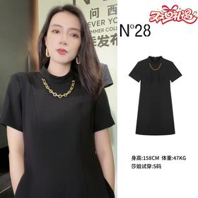 【破价】N°28  “LV裙”时尚贵气高级短袖连衣裙气质立领中长款裙子8A21L681